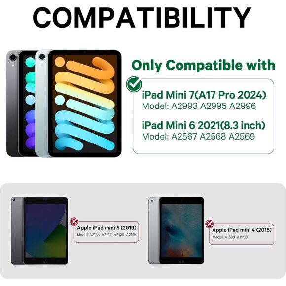 Keyboard Case for iPad mini 7 A17 Pro(2024) Mini 6 (2021) 8.3" 360° Rotate Touch - Picture 2 of 12